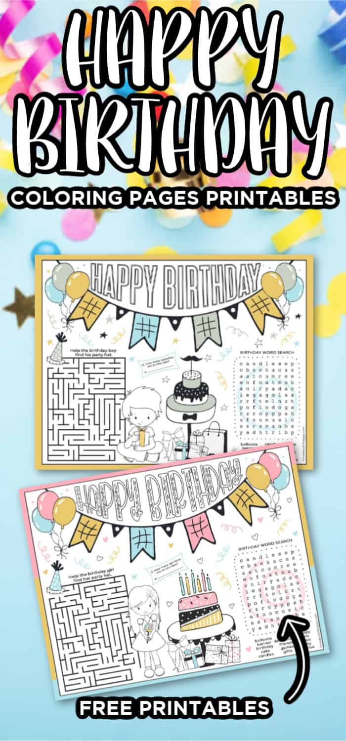Happy Birthday Coloring Pages Printables
