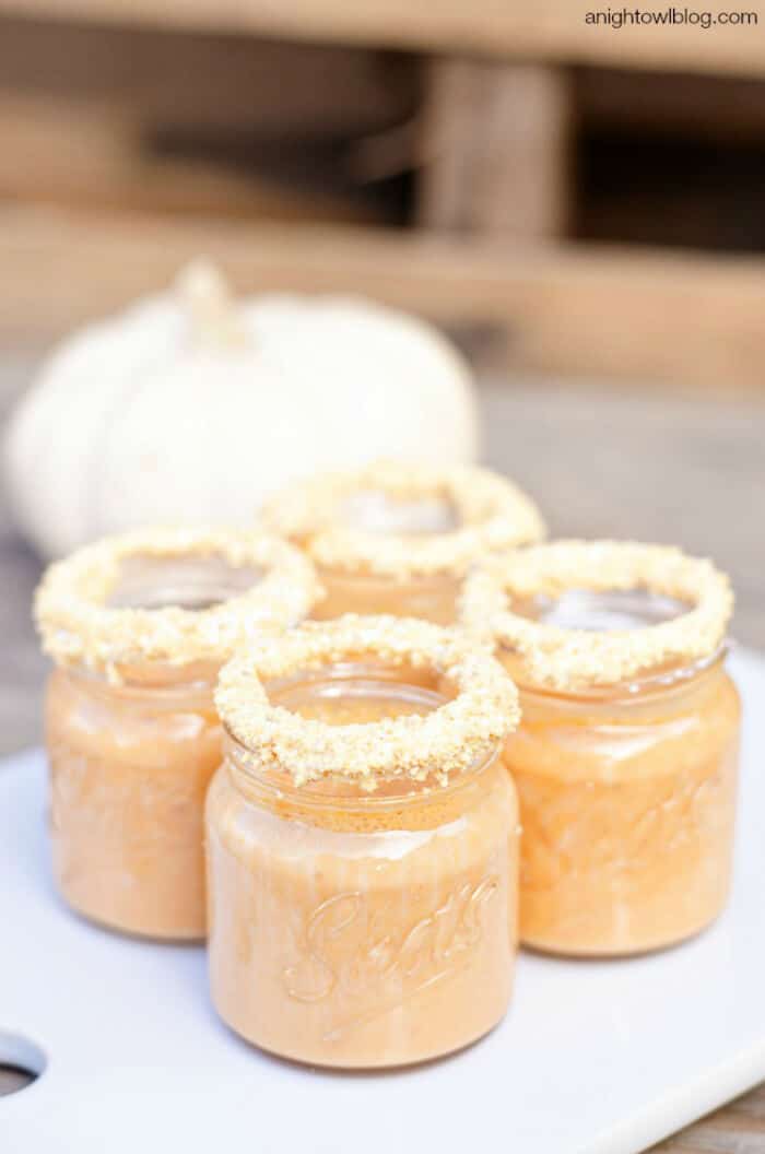 Pumpkin Pie Shooters | 20+ Fall Cocktail Recipes | Holiday Entertaining with Fall Recipes | Pumpkin, apple and cinnamon cocktails | www.madewithHAPPY.com