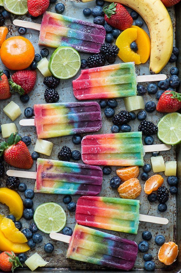 Rainbow Fruit Popsicles