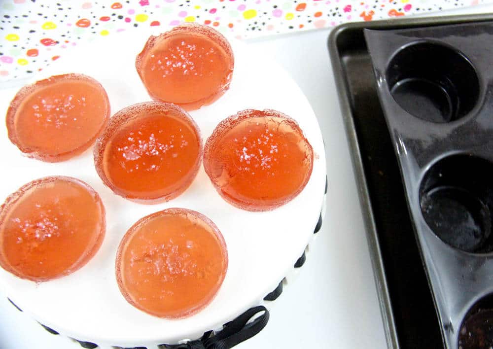 Raspberry Champagne Jello Shots Made with HAPPY