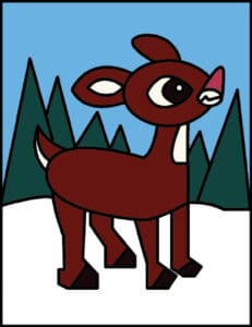 reindeer drawing in color