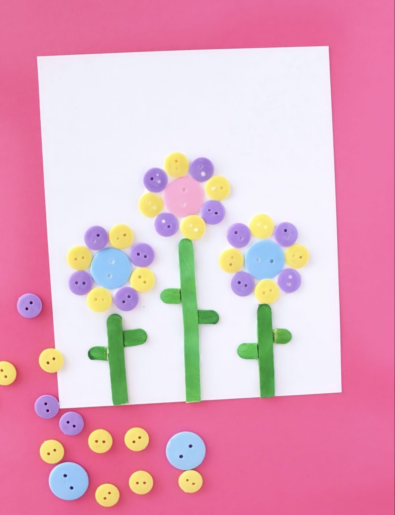 button flowers craft for kids