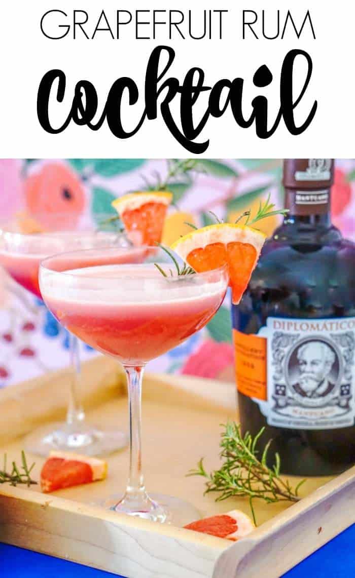 Rum Grapefruit Cocktail. Pink Cocktail Ideas, Grapefruit cocktail recipes. Rum cocktails for entertaining.