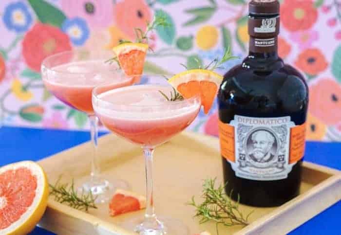 Rum Grapefruit Cocktail are perfect balance of tart grapefruit and coconut resulting in a delicious pink colored cocktail.