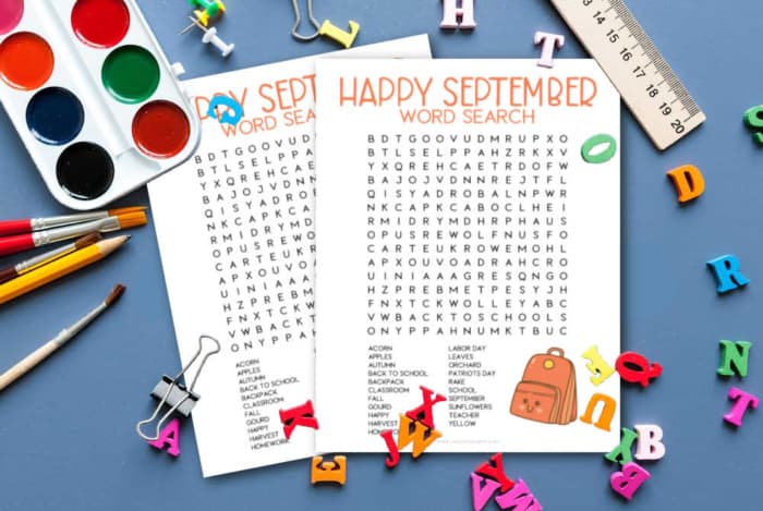 September Word Search