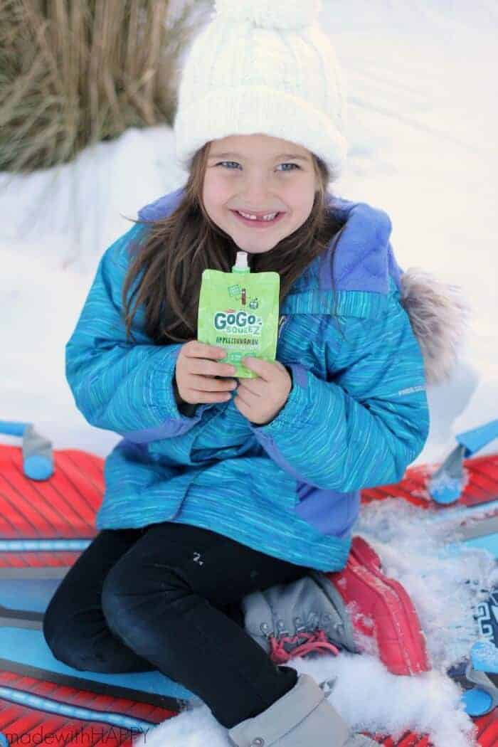 Tips for Snow Travel with Kids | Winter Travel with kids in the snow.  We're sharing some HAPPY tips to making sure its not overwhelming for the parents and that the kids are having fun | www.madewithHAPPY.com #GoGosqueeZSquad #ad