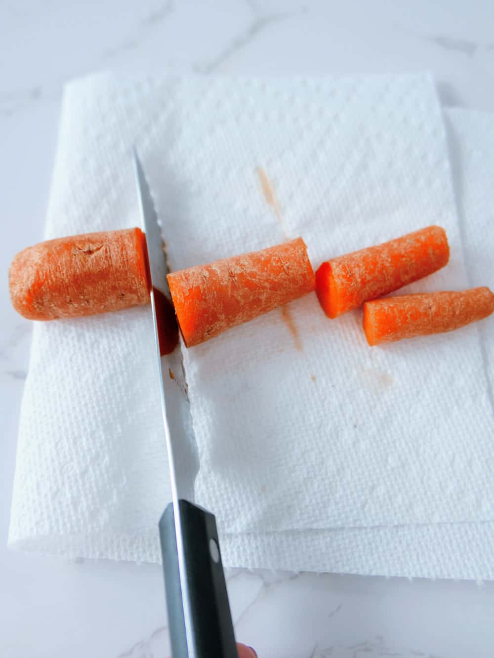 cut up carrots to use as stamps