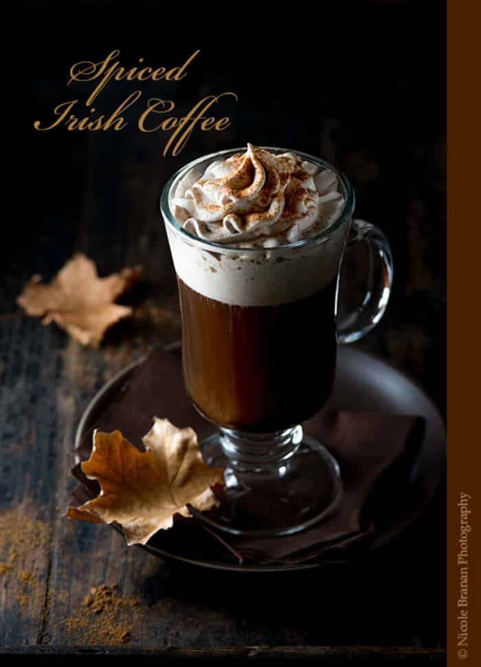 Spiced Irish Coffee | 20+ Fall Cocktail Recipes | Holiday Entertaining with Fall Recipes | Pumpkin, apple and cinnamon cocktails | www.madewithHAPPY.com