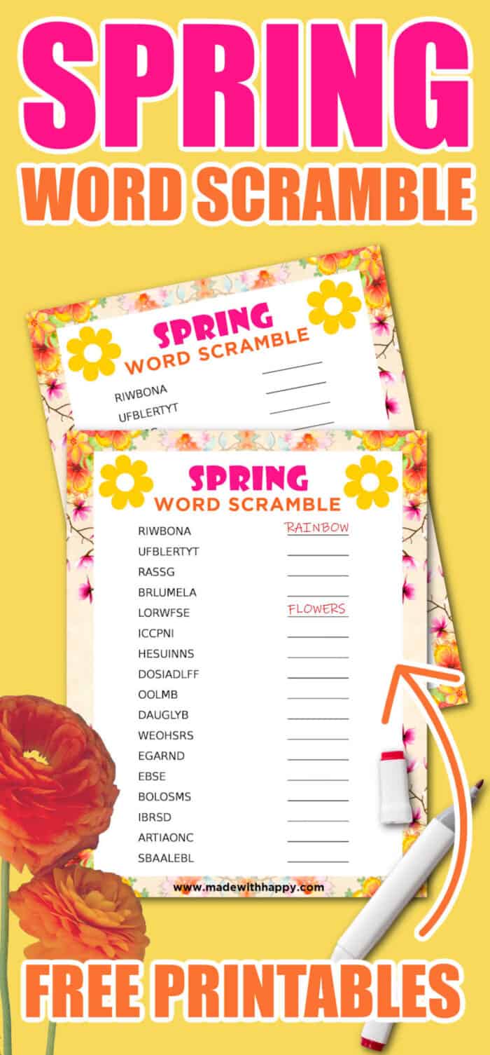 Spring Word Scramble Answers