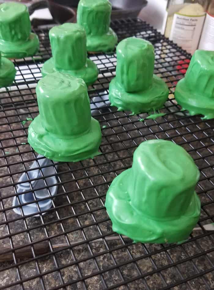 Green Chocolate Melting Over Cookies