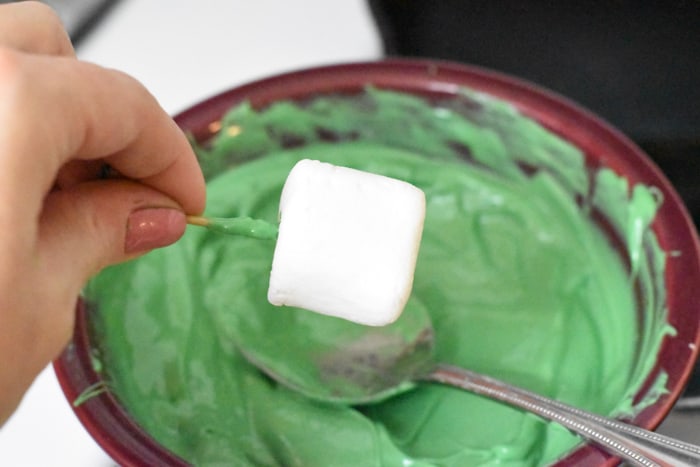 Marshmallow in green candy