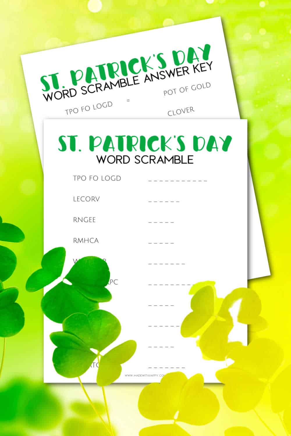 St. Patrick's Day Word Scramble Printable