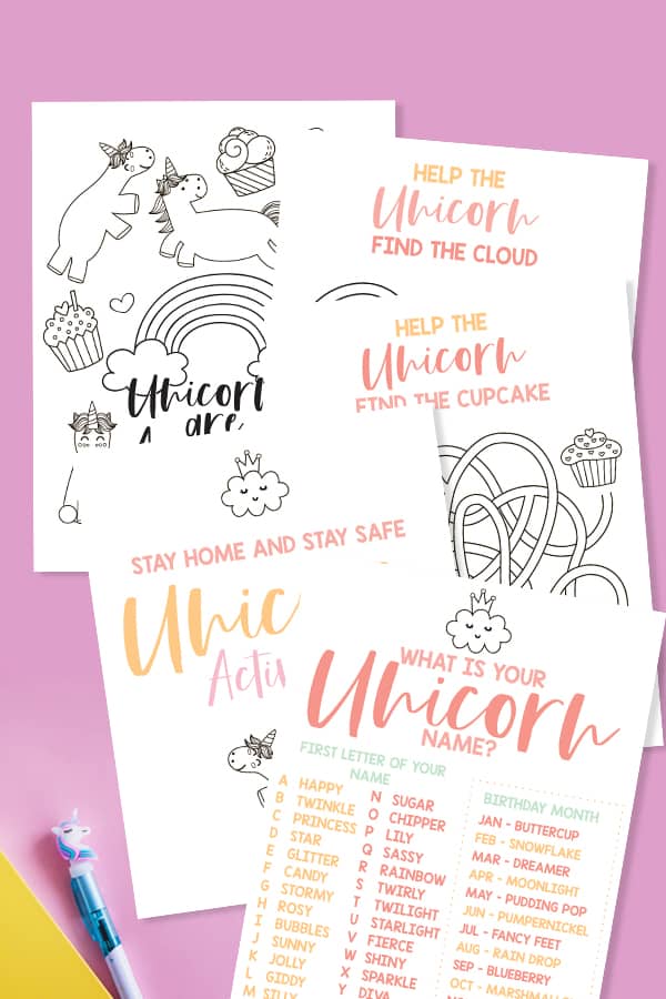 Stay at home activities - Unicorn Theme