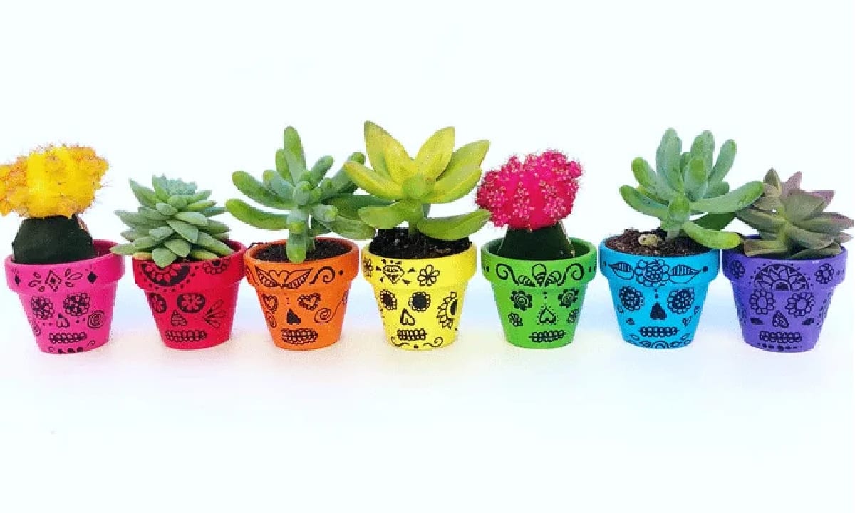 Sugar Skull Painted Flower Pots