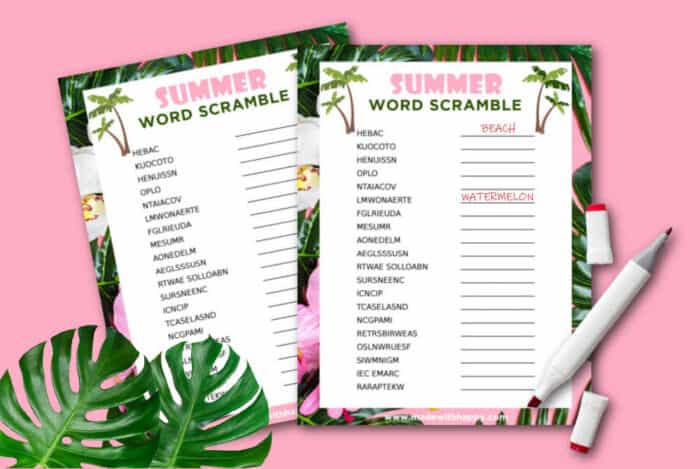 Summer Word Scramble