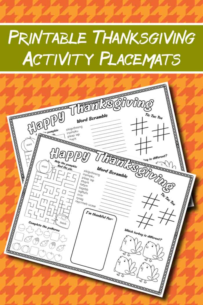 printable thanksgiving activity placemat