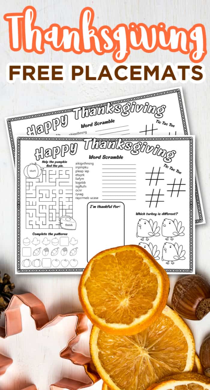 printable thanksgiving placemats