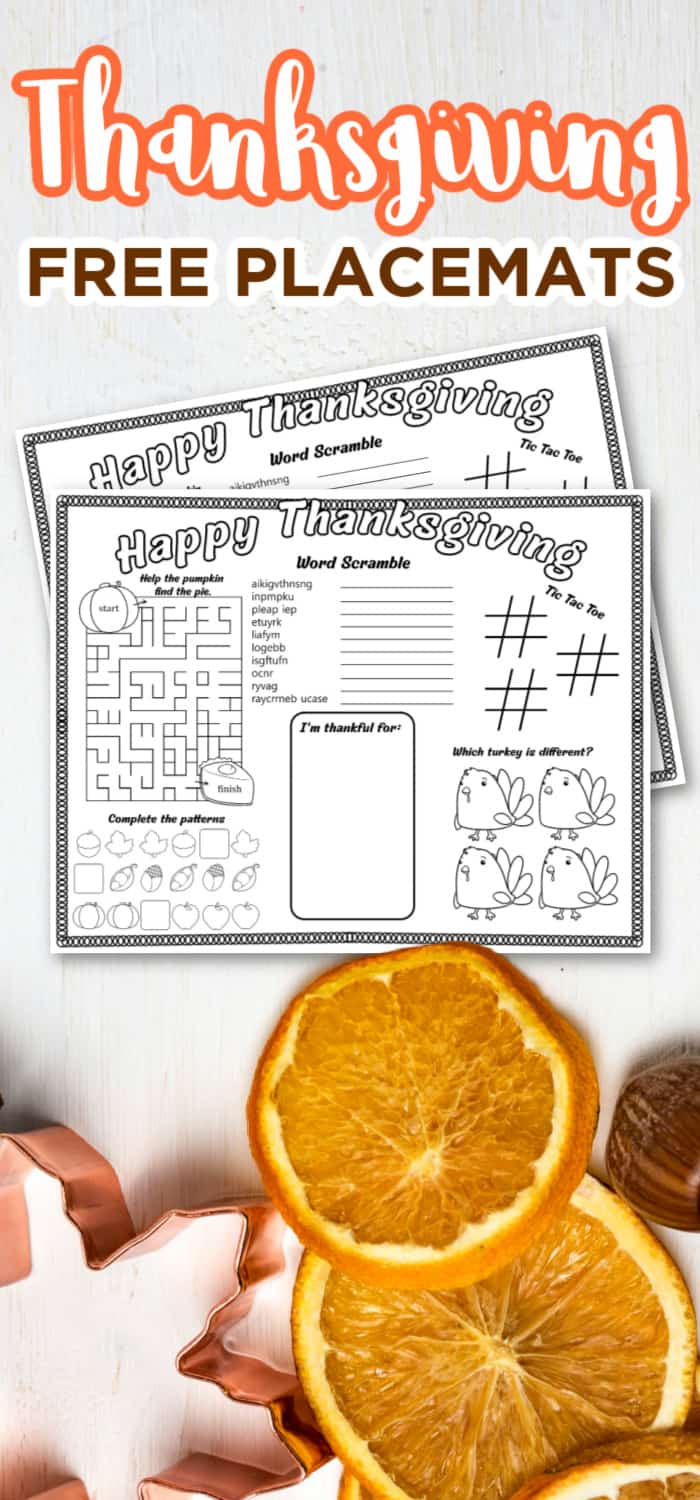 thanksgiving placemats for kids