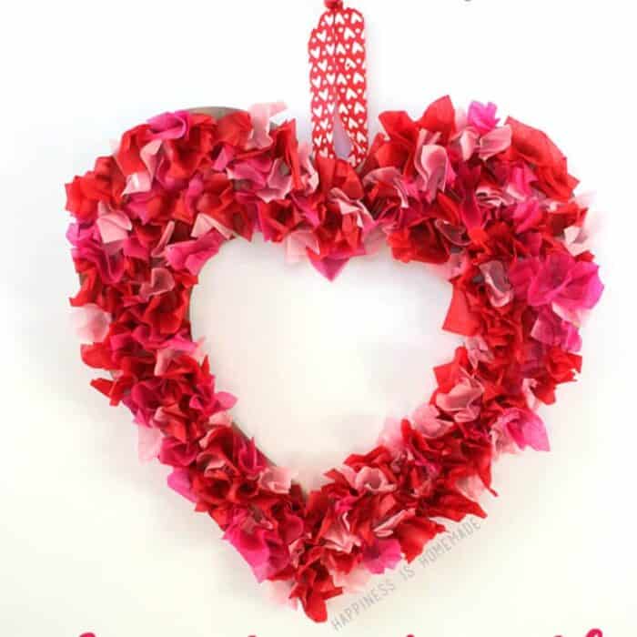 Tissue Paper Heart Wreath