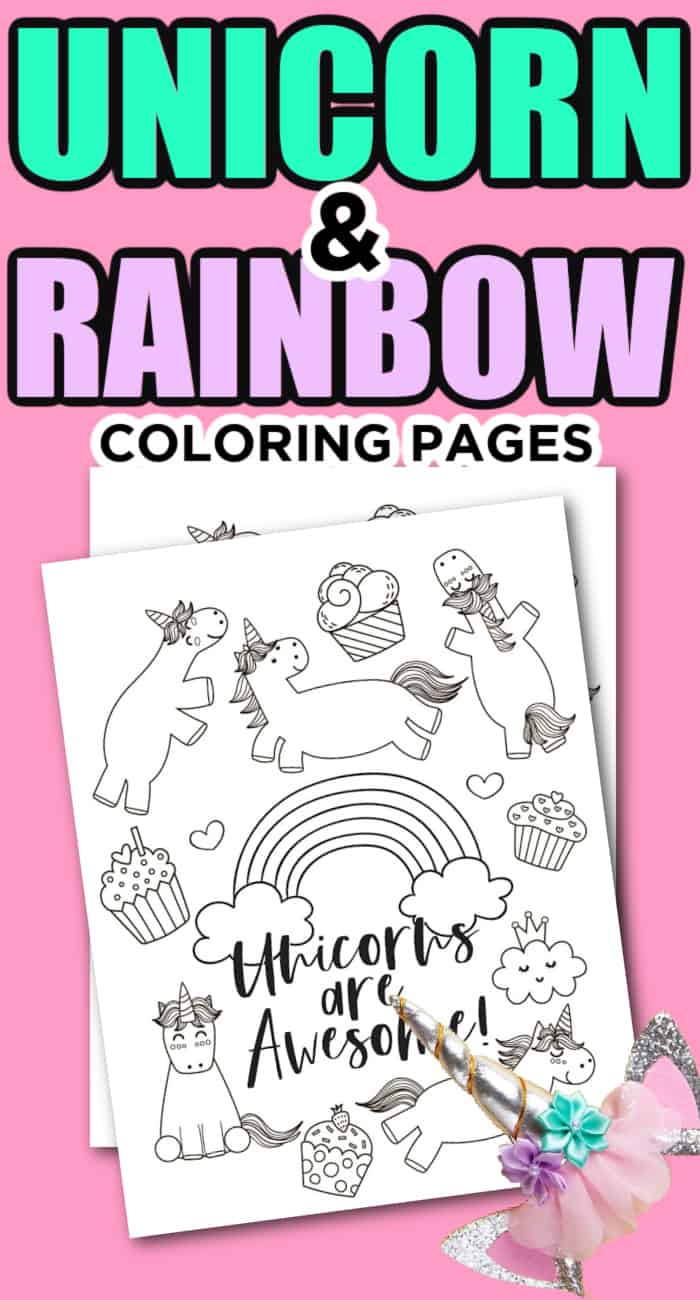 Unicorn and Rainbow Coloring Pages