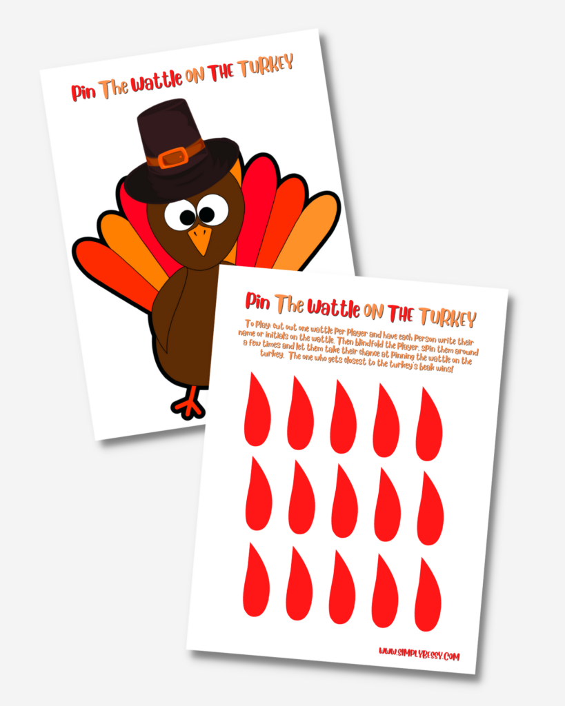 pin the wattle on the turkey thanksgiving game