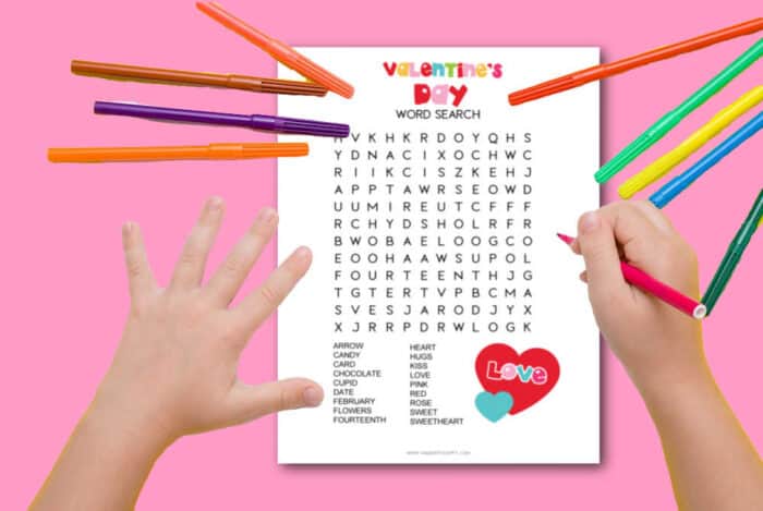 valentines word search for kids