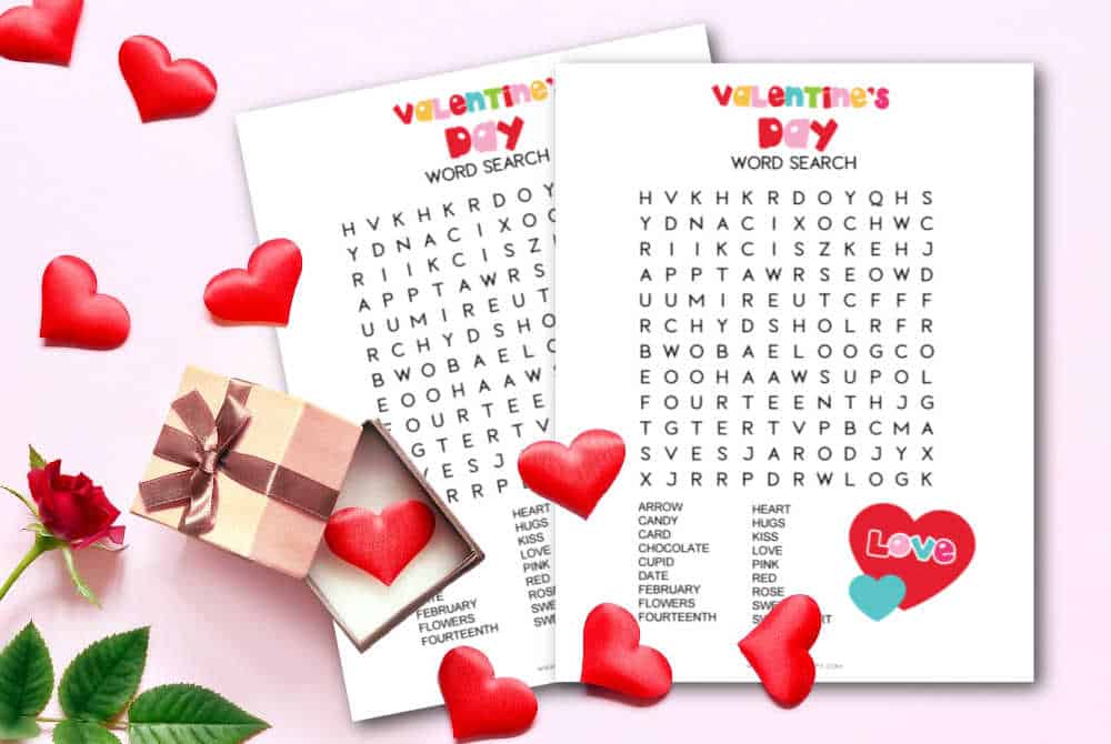 valentine's day word search