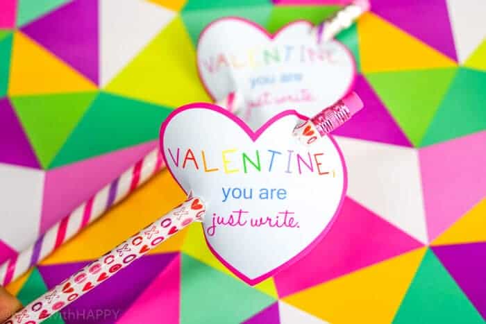 Valentines Card with Pencils. Printable Valentines Card Ideas for Preschoolers. Kids Valentines Ideas. Kindergarten Valentines Ideas