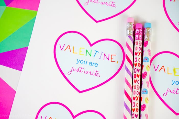 Valentines Card with Pencils. Printable Valentines Card Ideas for Preschoolers. Kids Valentines Ideas. Kindergarten Valentines Ideas