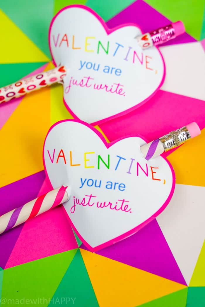 Pencil Valentine Free Printable - Made with Happy