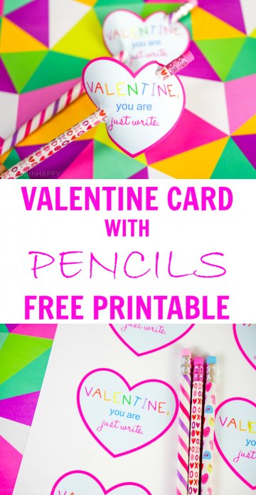 Pencil Valentine Free Printable - Made with Happy
