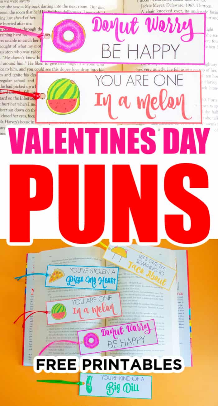 Printable Valentines Day Puns Bookmarks - Made with HAPPY