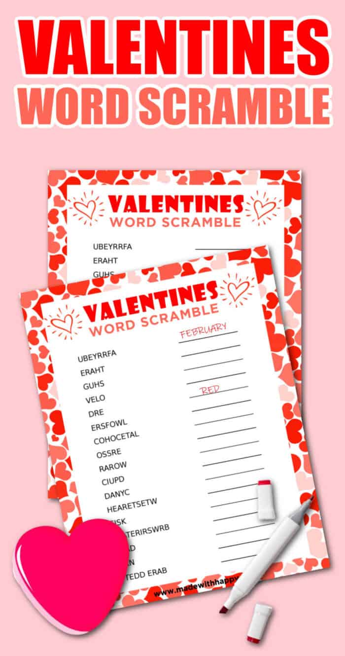 valentine's day word scramble