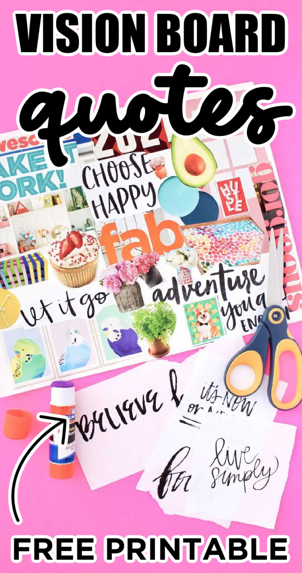 Vision Board Printables - 8 Pages of Free Inspirational Words and Phrases
