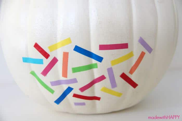 Washi Tape Pumpkin | No Carve Pumpkin | Rainbow Pumpkin | HAPPY Pumpkins | www.madewithhappy.com