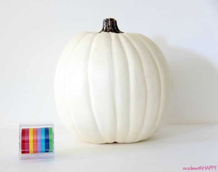 Washi Tape Pumpkin | No Carve Pumpkin | Rainbow Pumpkin | HAPPY Pumpkins | www.madewithhappy.com