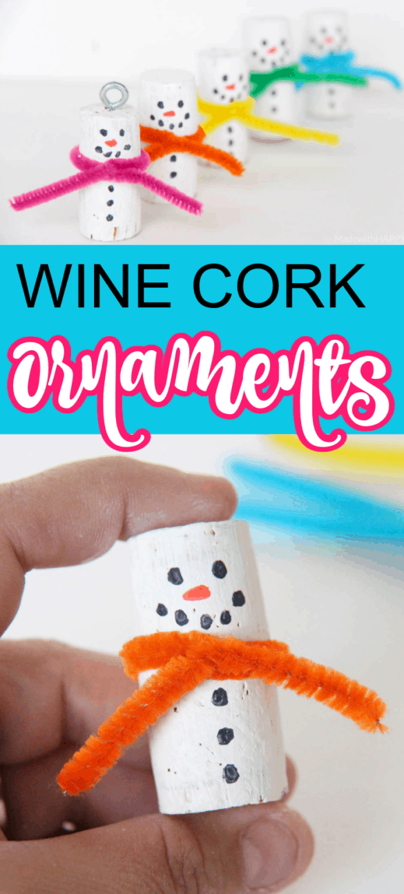Wine Cork Ornaments - Kids Crafts and Holiday Gift Ideas