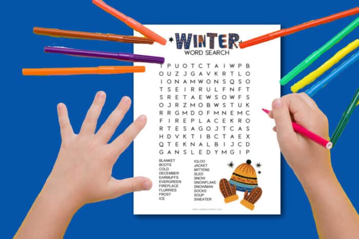 winter word search for kids
