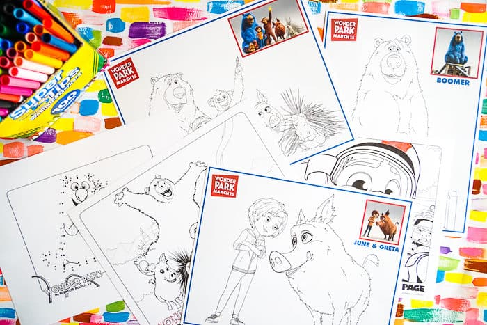 Stack of Wonder Park movie coloring pages