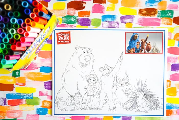 Coloring page with the characters from Wonder Park movie
