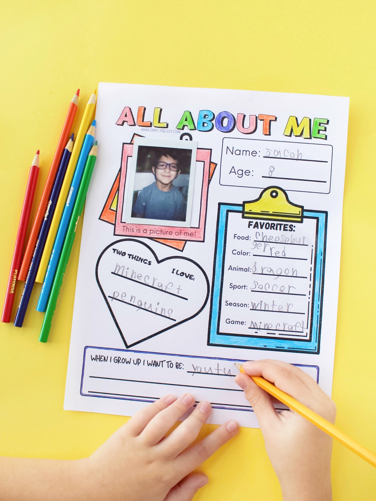 all about me worksheet for kids