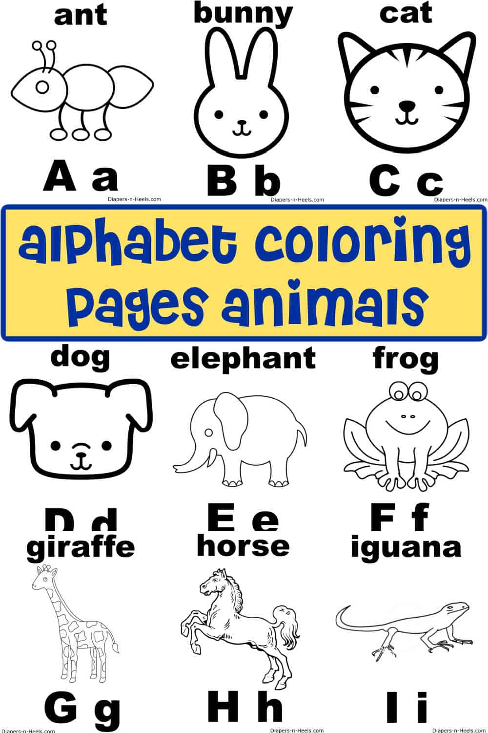 alphabet coloring pages animals