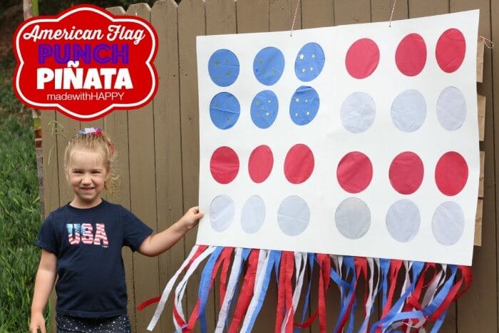 How to make an American Flag Punch Pinata | Great kids party activities and games | Red, white and blue party games | www.madewithHAPPY.com