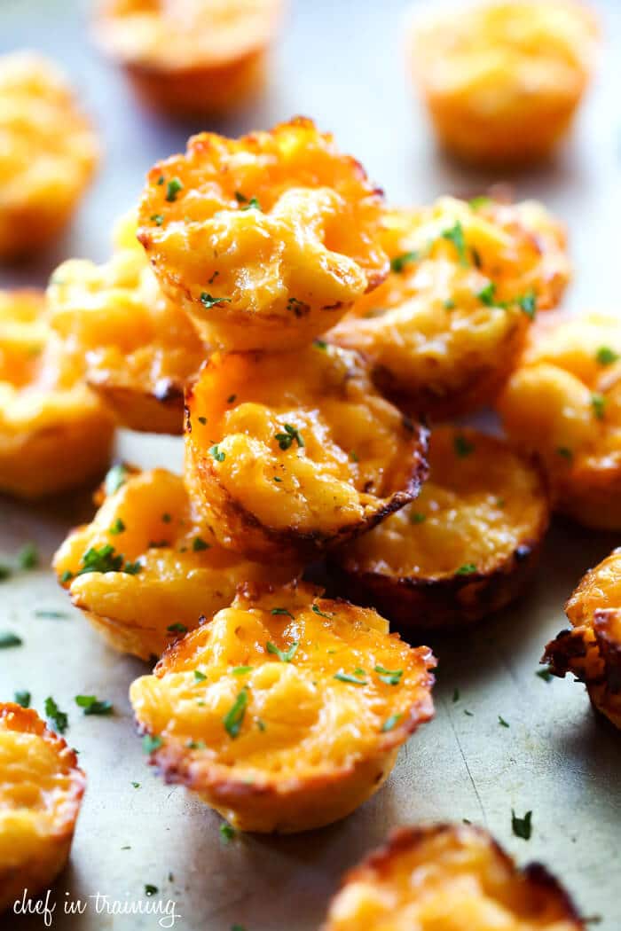 Easy Super Bowl Appetizers - mac and cheese bites are tiny finger foods for any party