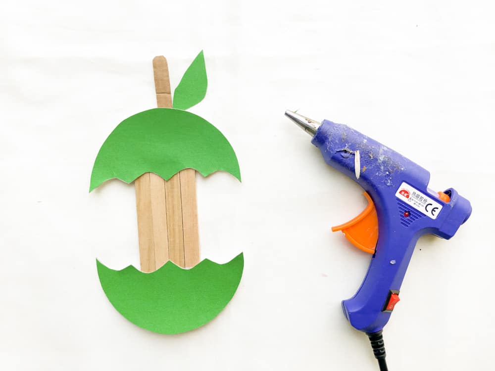 glue stem and leaves to apple