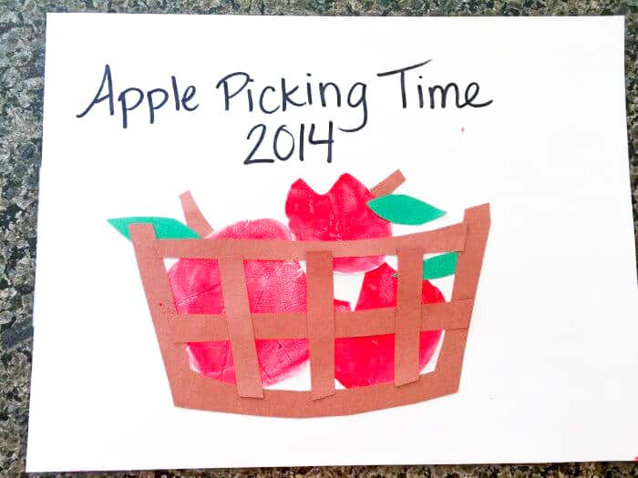 Completed Apple hand printing painting Picking Time Kids crafts 