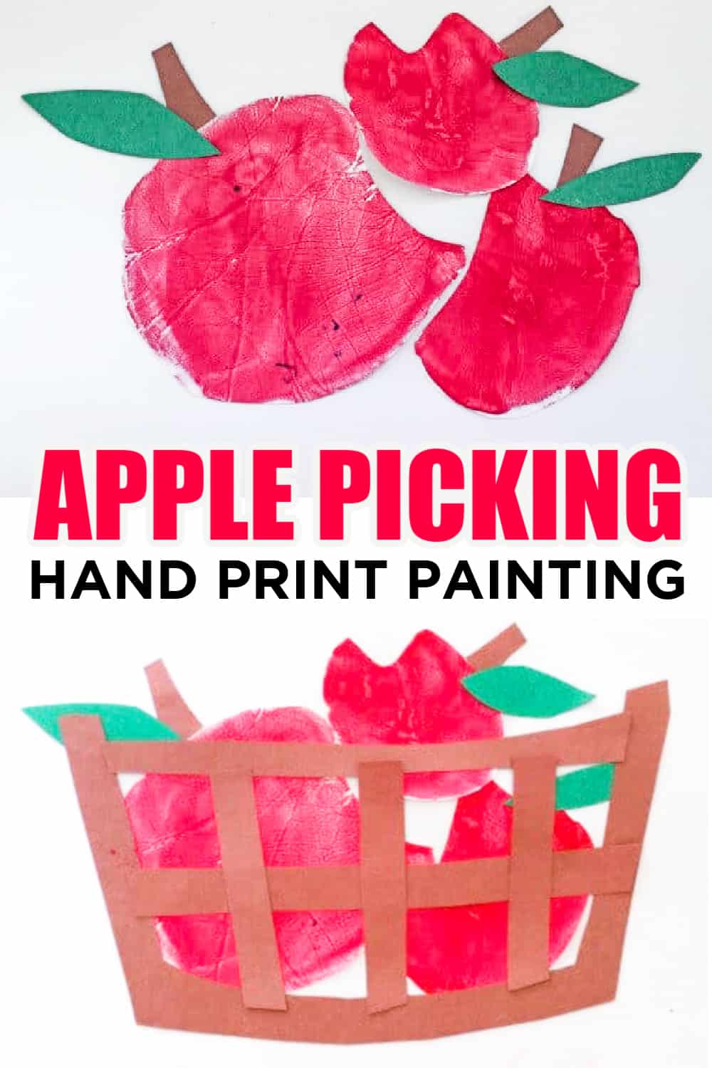 apple picking hand print painting