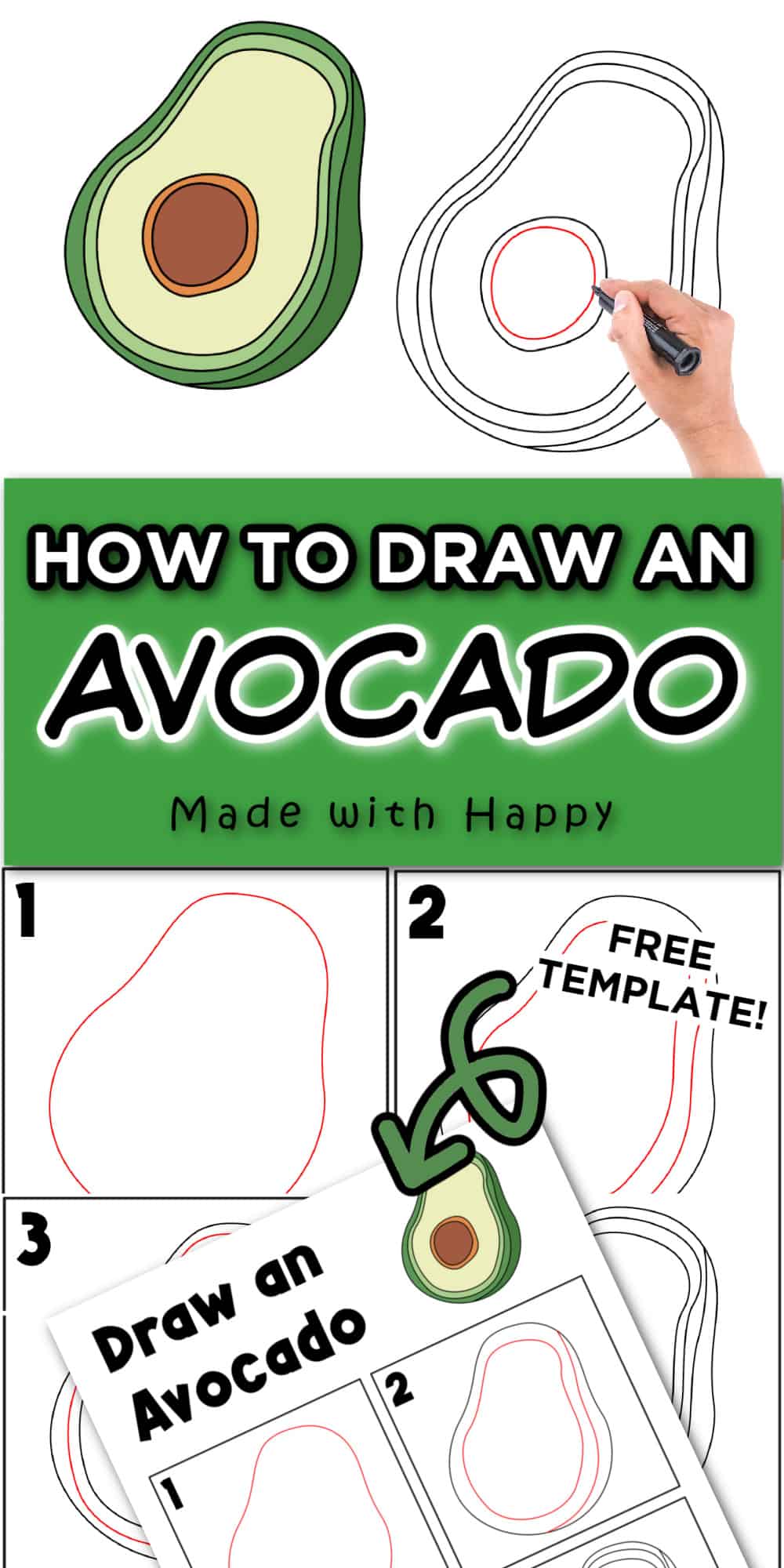 avocado drawings cute