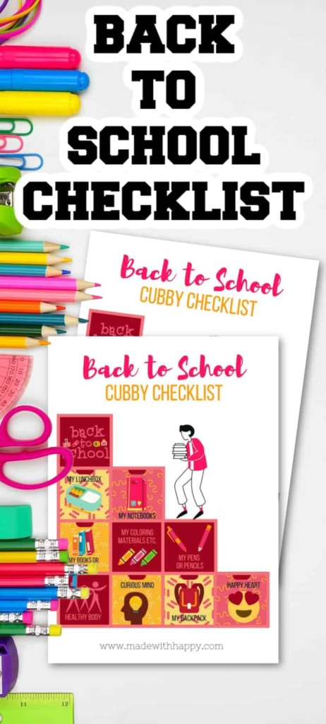 Free Printable Back to School Checklist - Cubby Checklist