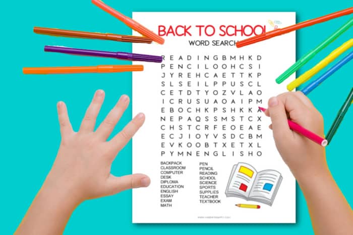 back to school word search printable